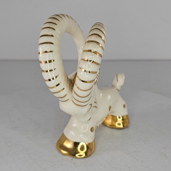 Vintage Art Deco Grindley Ware Ram Goat Figurine White Gold Zodiac Aries - Picture 2 of 8